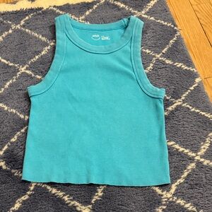 Aerie Turquoise Ribbed Crop Tank Top - size Medium